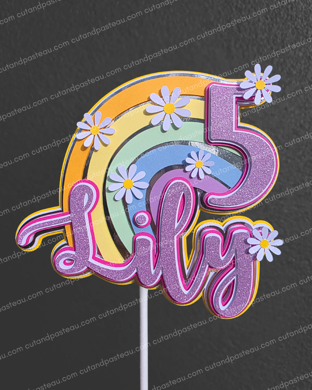Rainbow Daisy Cake Topper