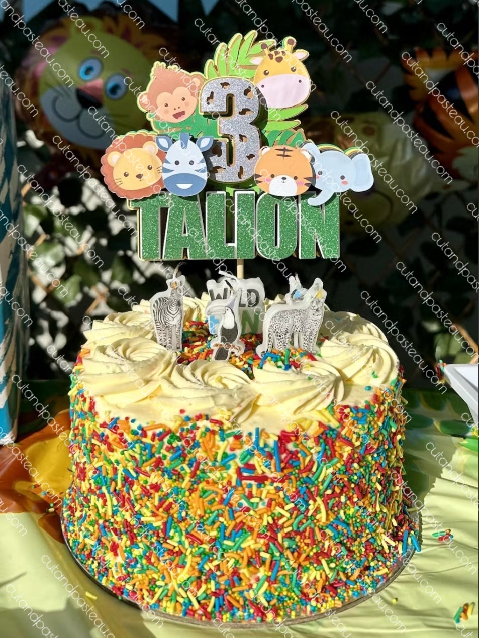 Safari Jungle Animals Cake Topper