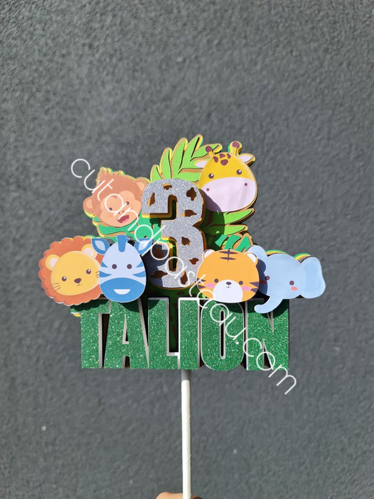 Safari Jungle Animals Cake Topper