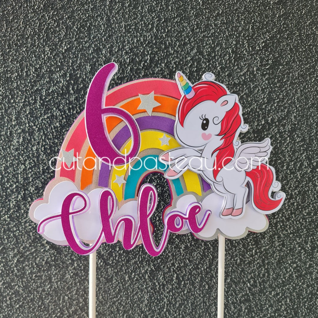 Rainbow Unicorn Cake Topper