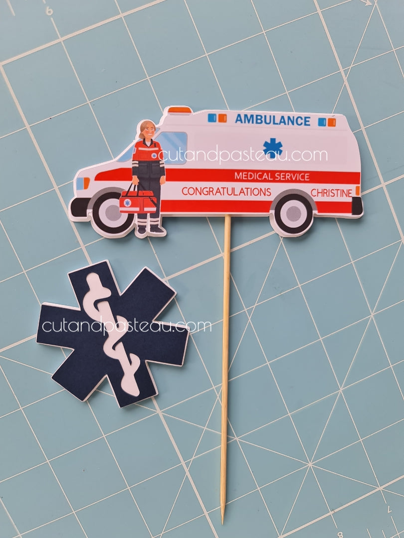 Paramedic Ambulance Cake Topper Bundle