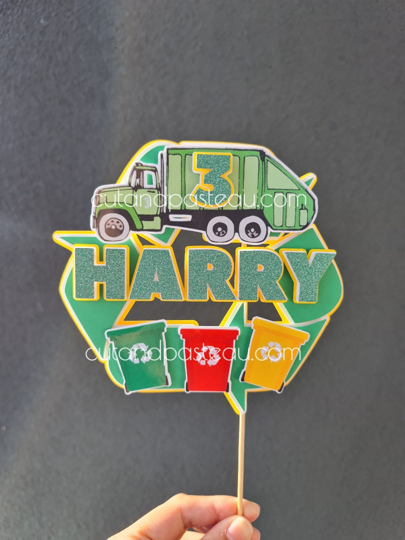 Recycle Garbage Truck Cake Topper