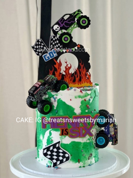 Monster Truck Flames Cake Topper