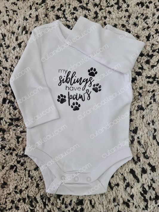 My Siblings have Paws Baby Bodysuit