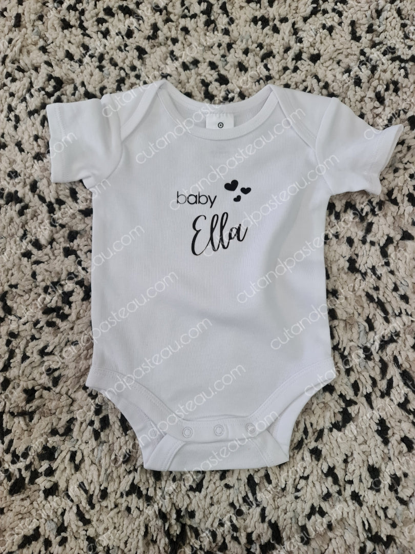 Personalised Hearts Baby Name Bodysuit