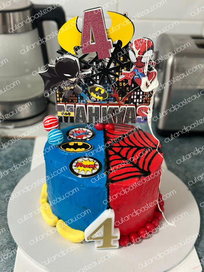 Batman & Spiderman Cake Topper