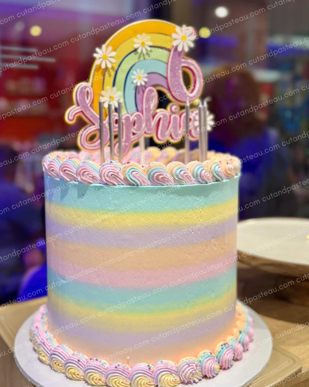 Rainbow Daisy Cake Topper