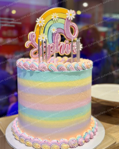 Rainbow Daisy Cake Topper
