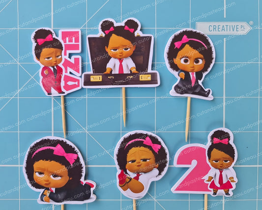 Boss Baby Girl Cupcake Topper Set / Set of 6