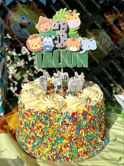Safari Jungle Animals Cake Topper