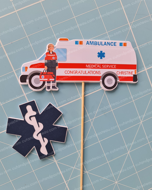 Paramedic Ambulance Cake Topper Bundle