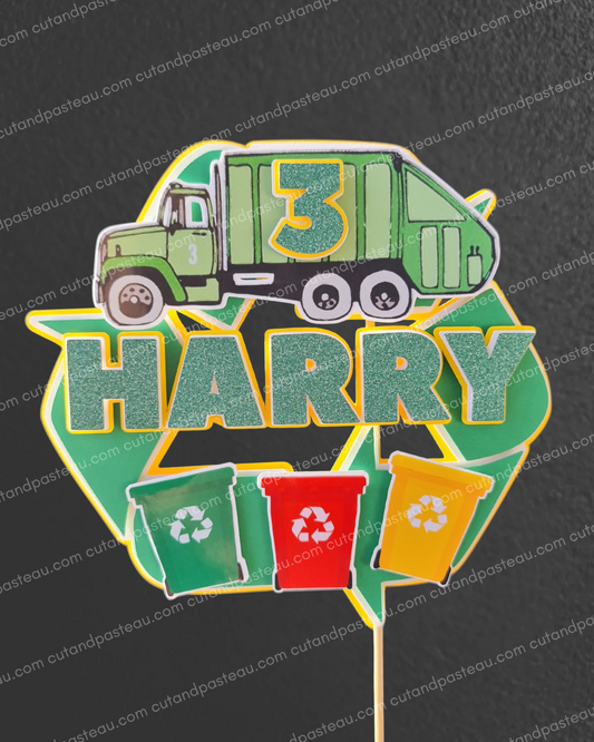 Recycle Garbage Truck Cake Topper