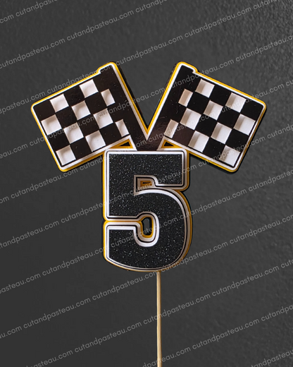 Racing Flags & Age Cake Topper