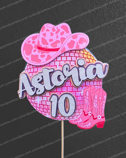 Disco Cow Girl Cake Topper