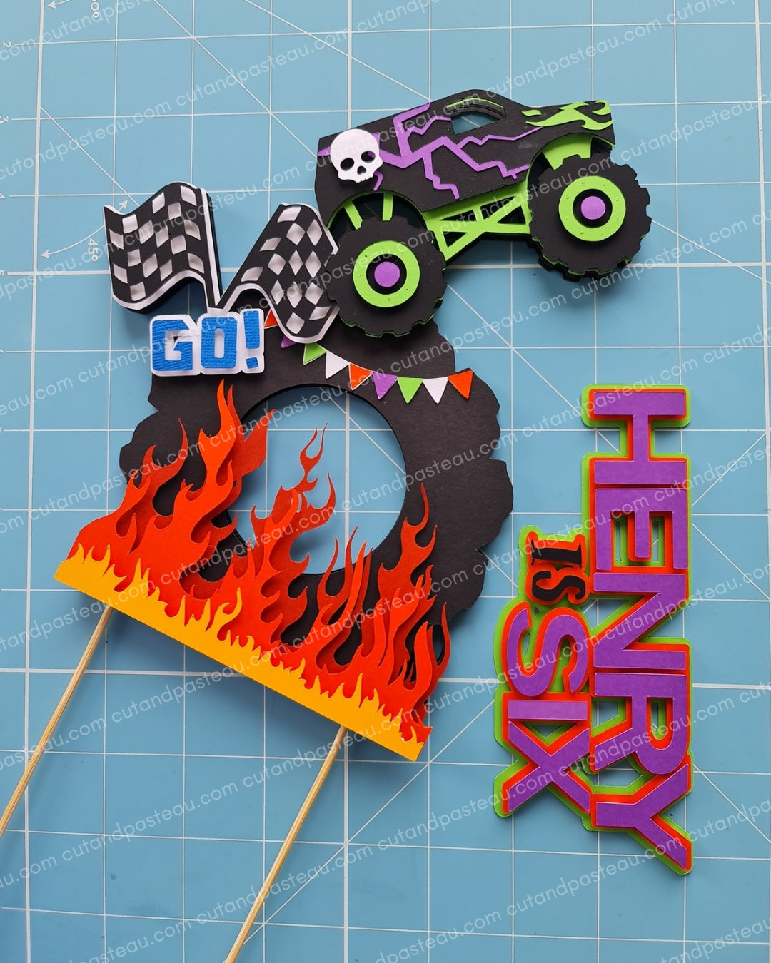 Monster Truck Flames Cake Topper