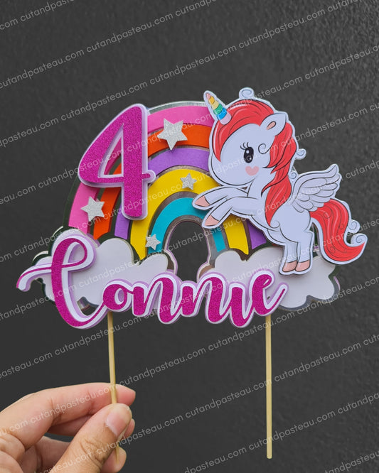 Rainbow Unicorn Cake Topper