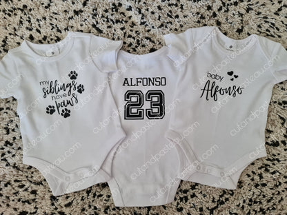 Personalised Baby Bodysuit - 3 pack