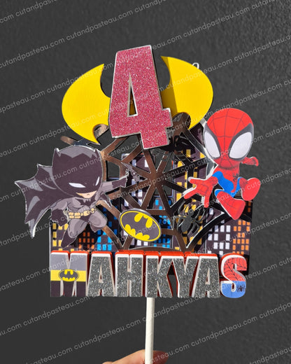 Batman & Spiderman Cake Topper